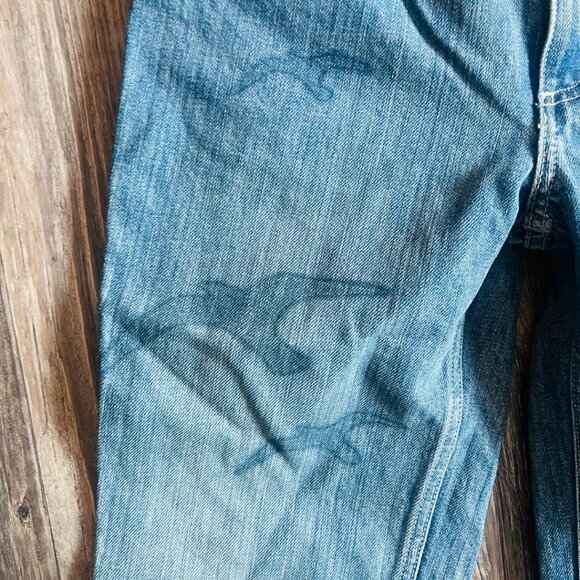 Marc Jacobs Blue Distressed Sparrow Bird Woman's Boot-cut Denim Jeans 04 Small - Picture 1 of 7